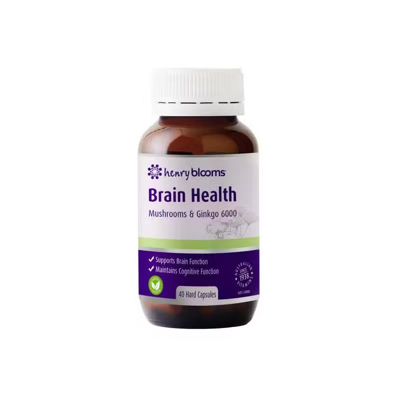 Brain Health Mushrooms & Ginkgo 6000 by Henry Blooms Australia