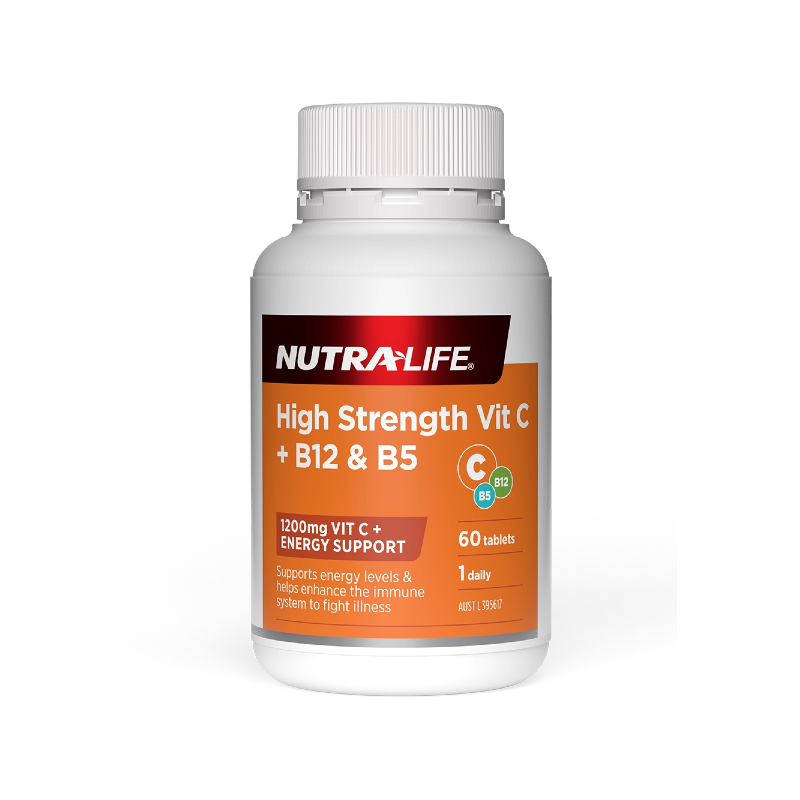 High Strength Vit C + B12+ B5 by Nutra-Life Australia